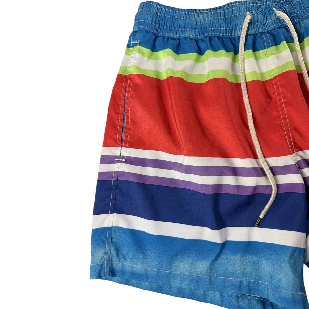 Polo Ralph Lauren Mens Medium Striped Swim Trunks Multi Color Mesh Lined Shorts